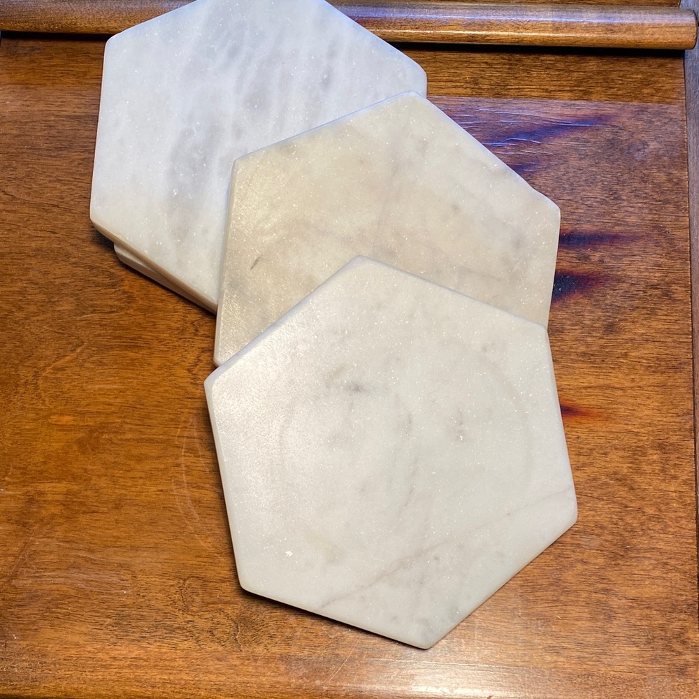 Hexagonal Marble Coasters Set - Picture 1 of 4